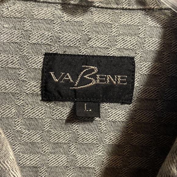 Va Bene Vintage Men’s L Gray Check Long Sleeve Button Down Cotton Shirt - Picture 3 of 14